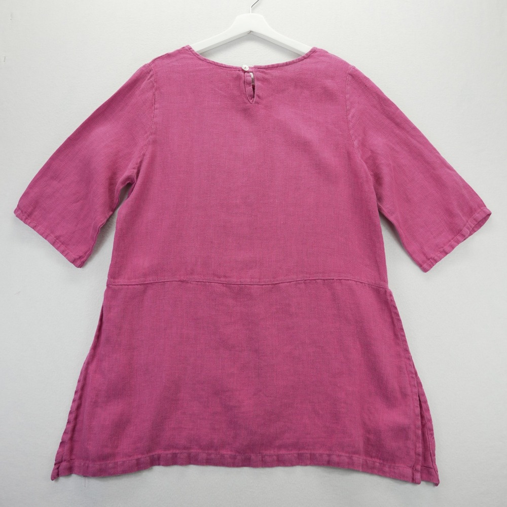 Bryn Walker Pink Linen Tunic Top Waffle Weave Elbow Sleeve Size S Lagenlook - Picture 7 of 10